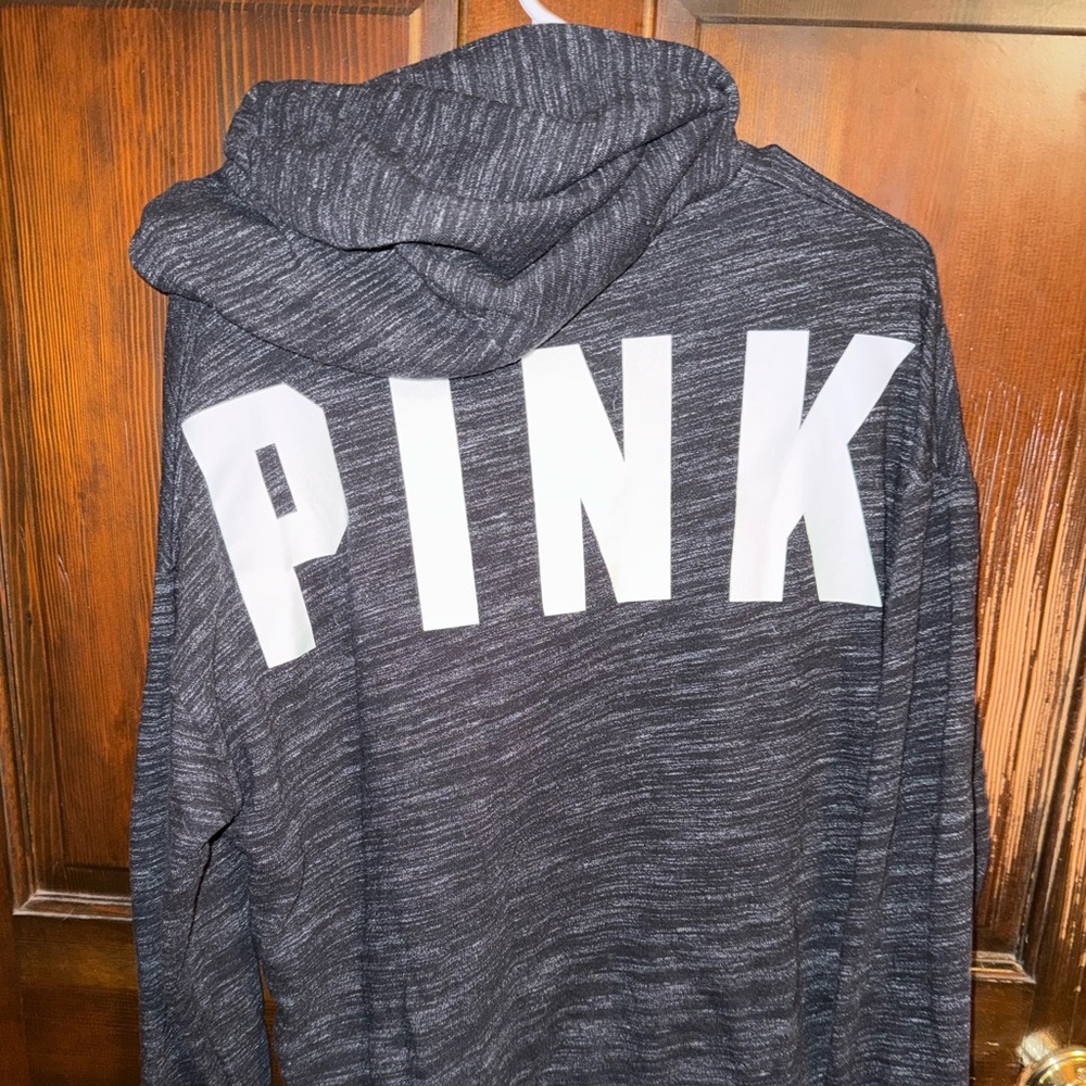 PINK B&W Marled Hoodie with White Side Laces
